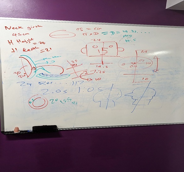 Figure 2: Sketches of the Head Measurements for the artifact (Photograph taken by Mark Warren)