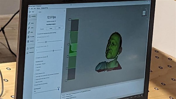 Figure 27: Scanned Subject rendering in Adobe Suite Software (photograph taken by Mark Warren)