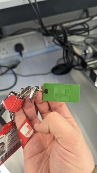 Figure 40 Finished keyring dob of resin dryed in mould (Staffordshire University dob, photograph taken by Mark Warren)