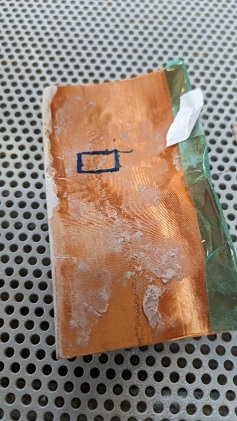 Figure 41 Marked area for sticking to hinge (photograph by Mark Warren)