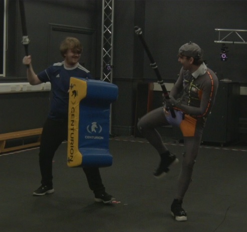 Figure 30: Screenshot of Recording of Swordfight between two Actors (Recording provided by Staffordshire University, Screenshot taken by Mark Warren)