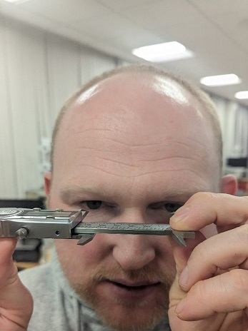 Figure 6: Tool used to measure eye distance and eye width/height (Photograph taken by Mark Warren)